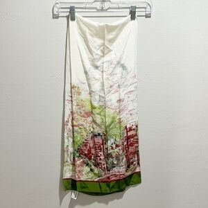 ID UNLIMITED Women’s Silk Art Print Scarf MARY WOOD BEASLEY Green Pink Italy